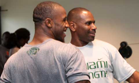 THE DYNAMICS OF DISCIPLINE: Head strength and conditioning coach Andreu Swasey is in his 10th season in the strength and training program. he oversees the daily conditioning regimen of over 100 student athletes in the athletic program, and leads the university's strength and conditioning staff.