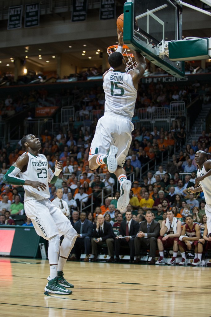 CORAL GABLES, FLA. -- Feb. 5, 2013: Junior guard Rion Brown matched a career-high scoring night with 22 points for the Hurricanes. (Photo by Zach Beeker)